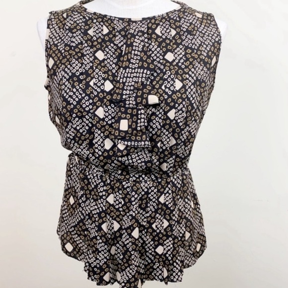 Tory Burch Silk Peplum Ruffle Blouse Size 6 - Picture 2 of 6